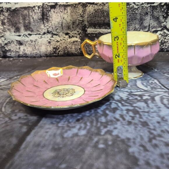 Ucagco Pink Iridescent Tea Cup and Saucer Made in Japan - Picture 6 of 7
